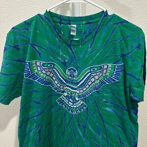 Seahawks Inspired Tie-dye Tee by Amerian Apparel